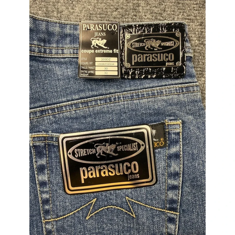 Parasuco Extreme Fit Womens High Rise Slim Leg Jeans Blue Medium Wash 30x32 NWT